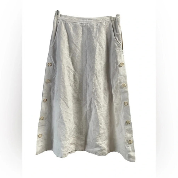 Linen white midi maxi skirt - Picture 2 of 7